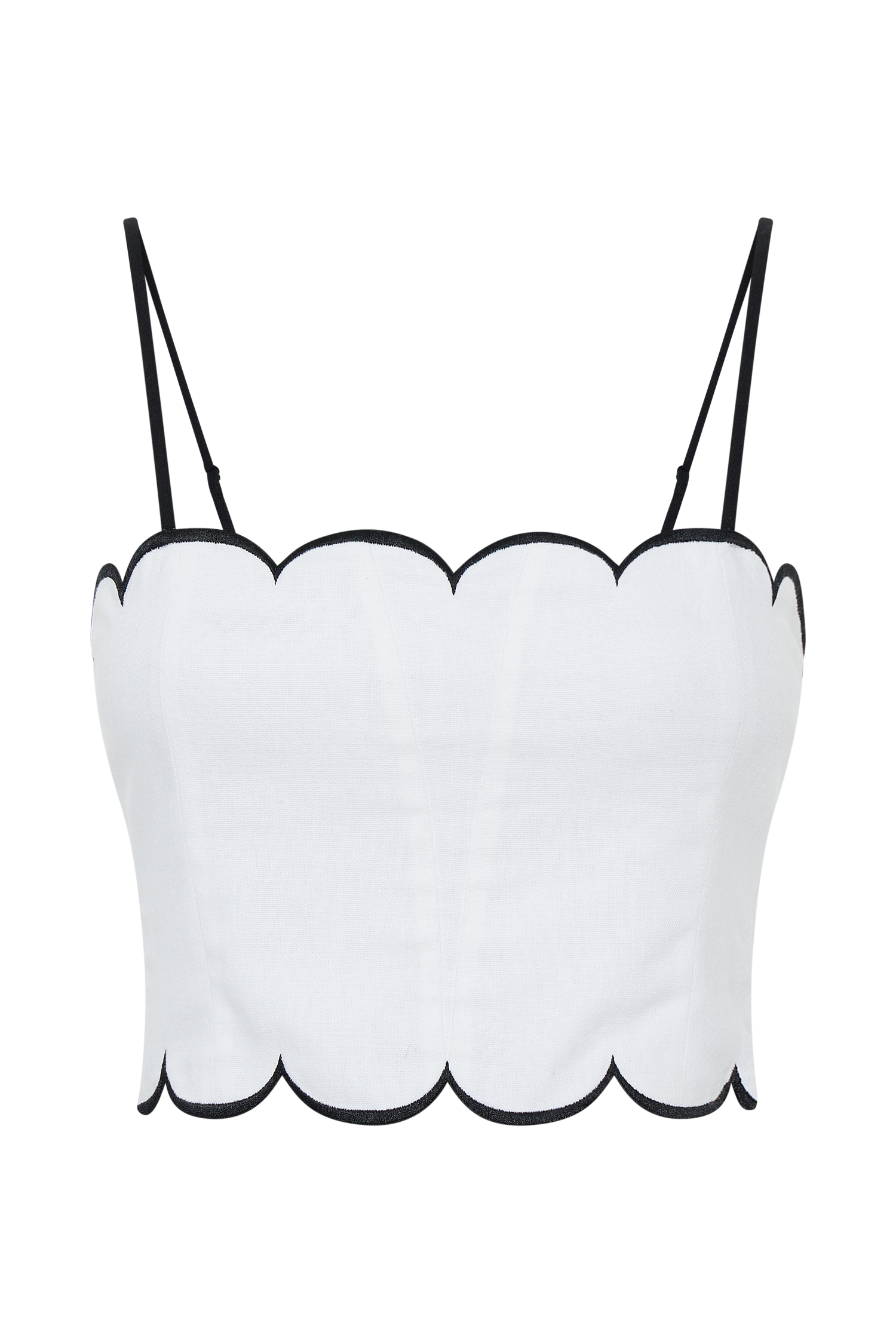 Alessio Scalloped Linen Top - Ivory-My Chic Way.All Rights Reserved