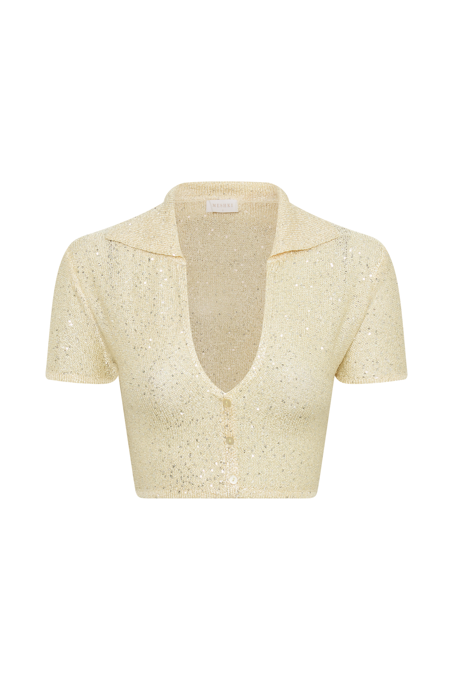 Huntley Sequin Knit Crop Top - Lemon-My Chic Way.All Rights Reserved