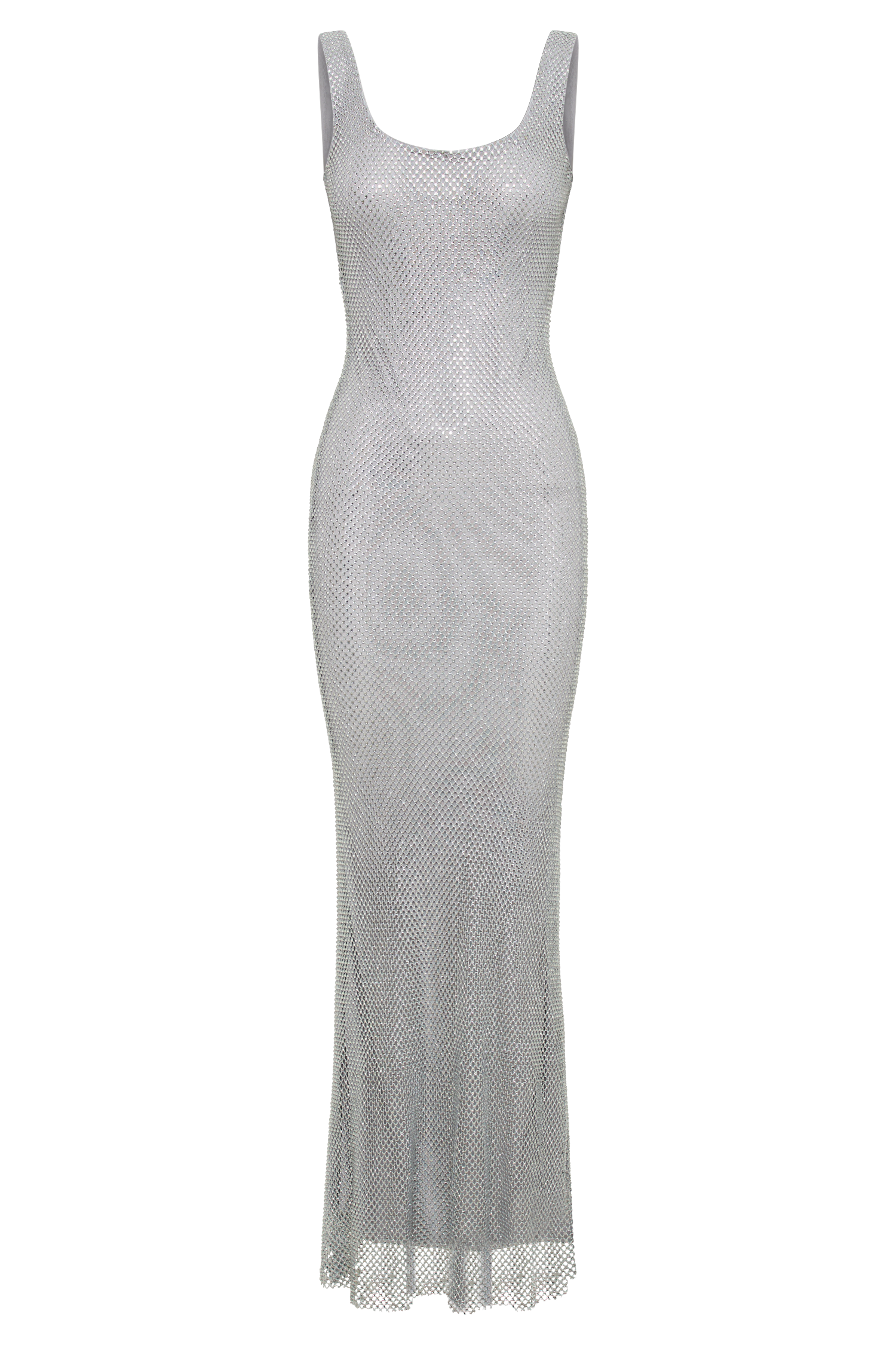 Annika Diamante Mesh Maxi Dress - Silver-My Chic Way.All Rights Reserved