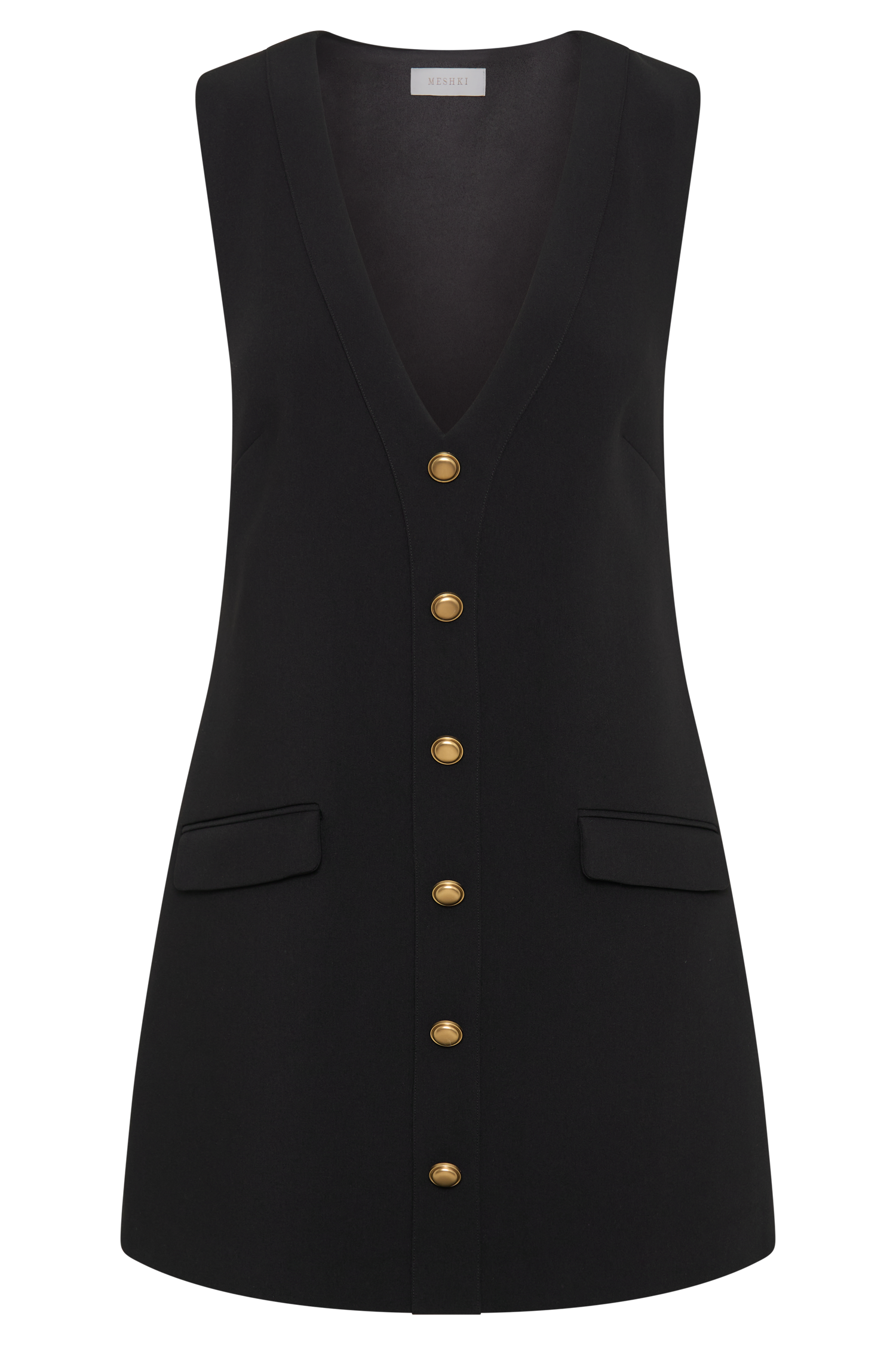 Florentina Sleeveless Suiting Mini Dress - Black-My Chic Way.All Rights Reserved