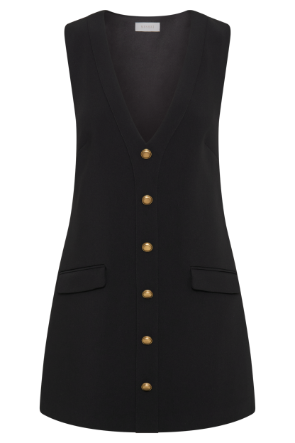 Florentina Sleeveless Suiting Mini Dress - Black-My Chic Way.All Rights Reserved