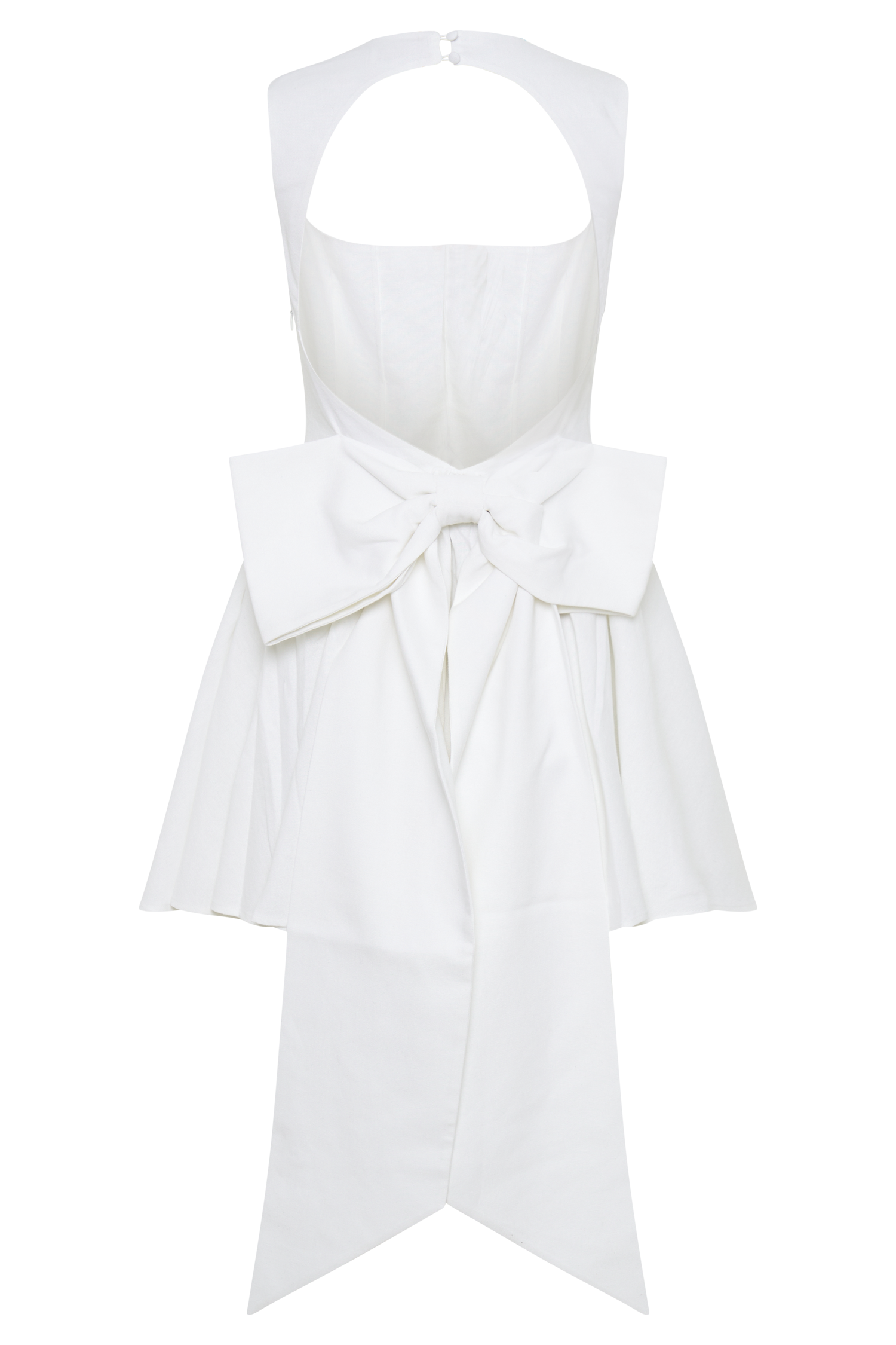 Marcella Linen Bow Back Mini Dress - White-My Chic Way.All Rights Reserved
