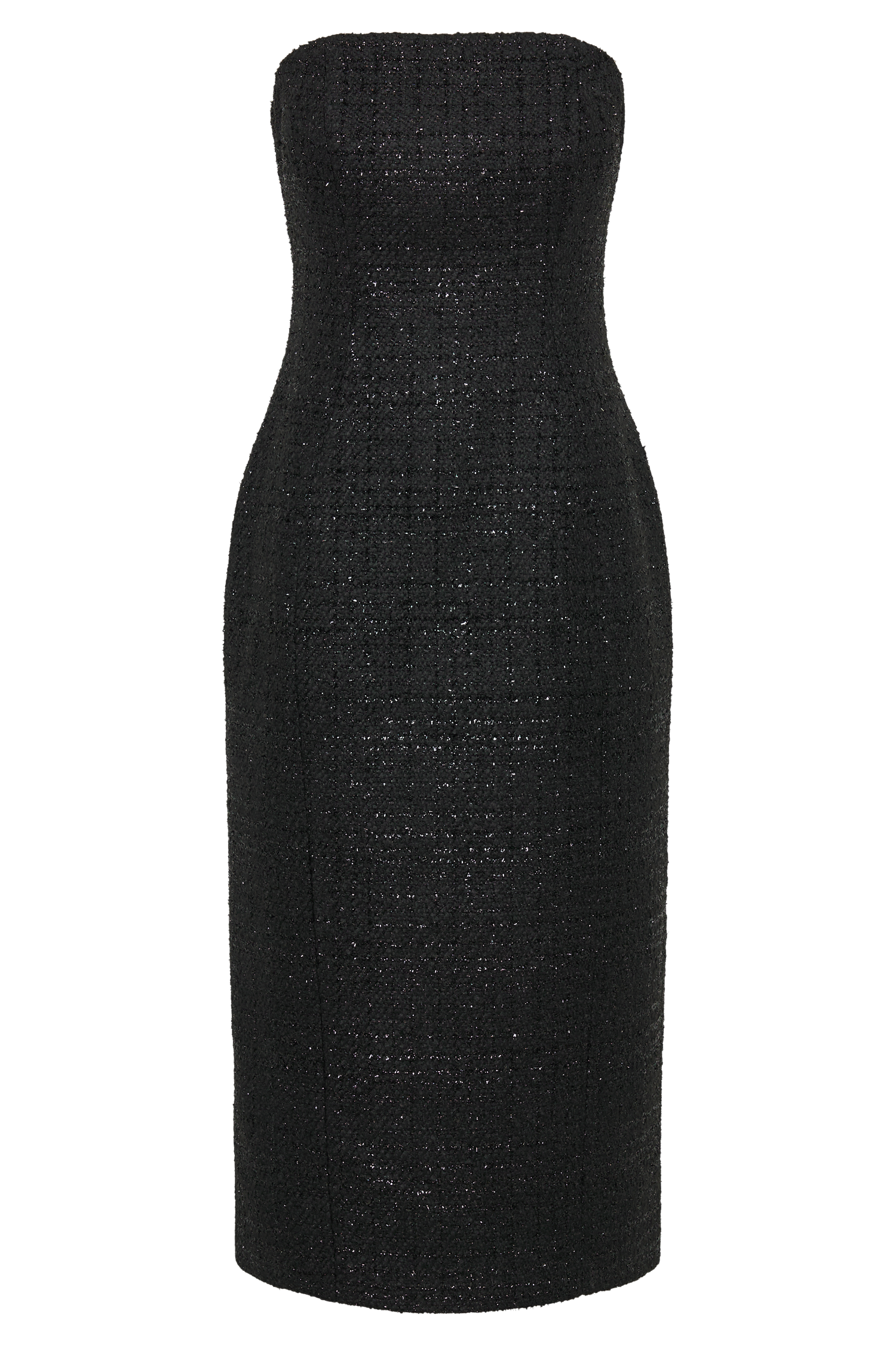 Monet Tweed Strapless Midi Dress - Black-My Chic Way.All Rights Reserved
