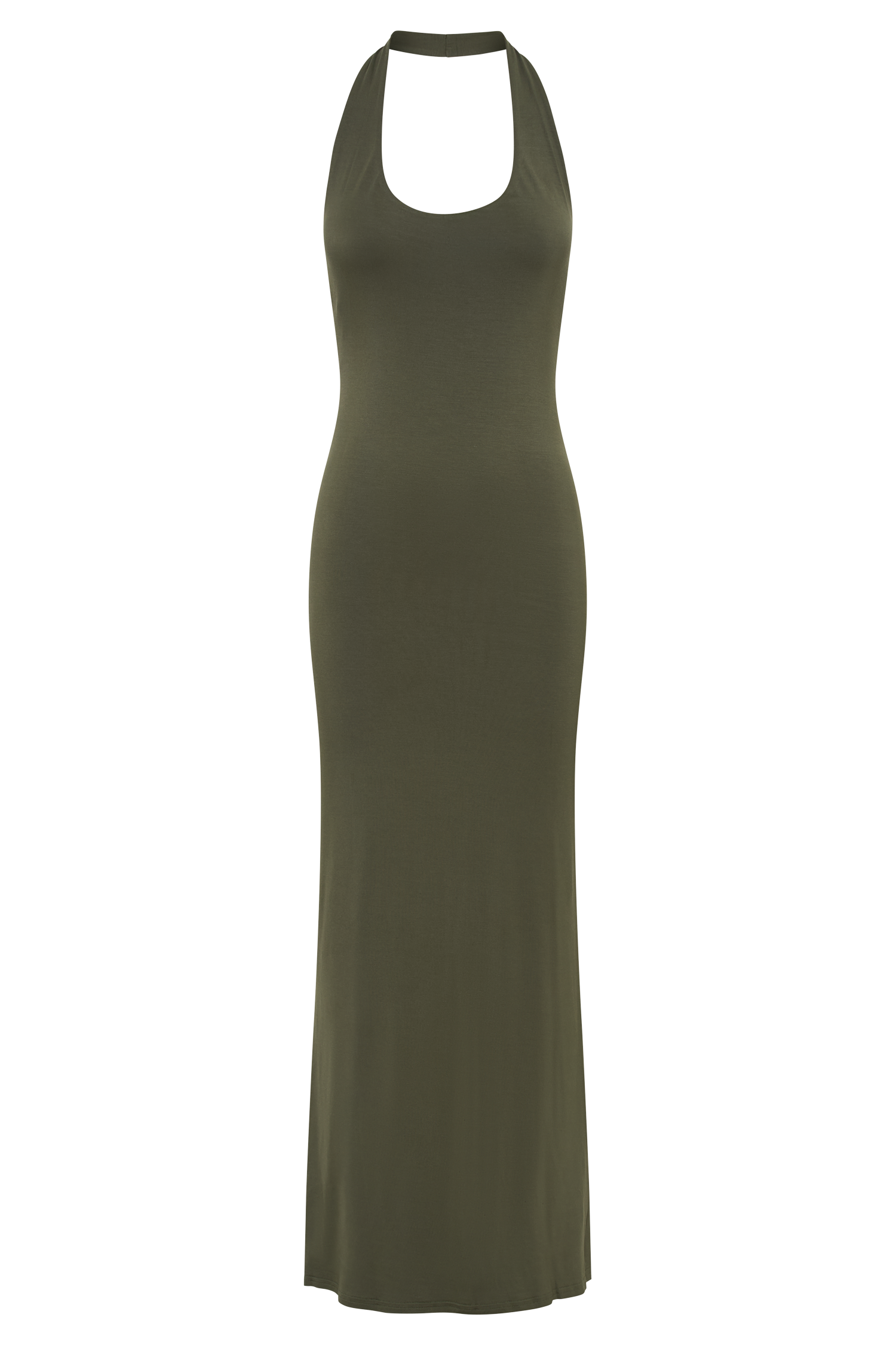 Jessica Modal Halter Maxi Dress - Military Olive-My Chic Way.All Rights Reserved