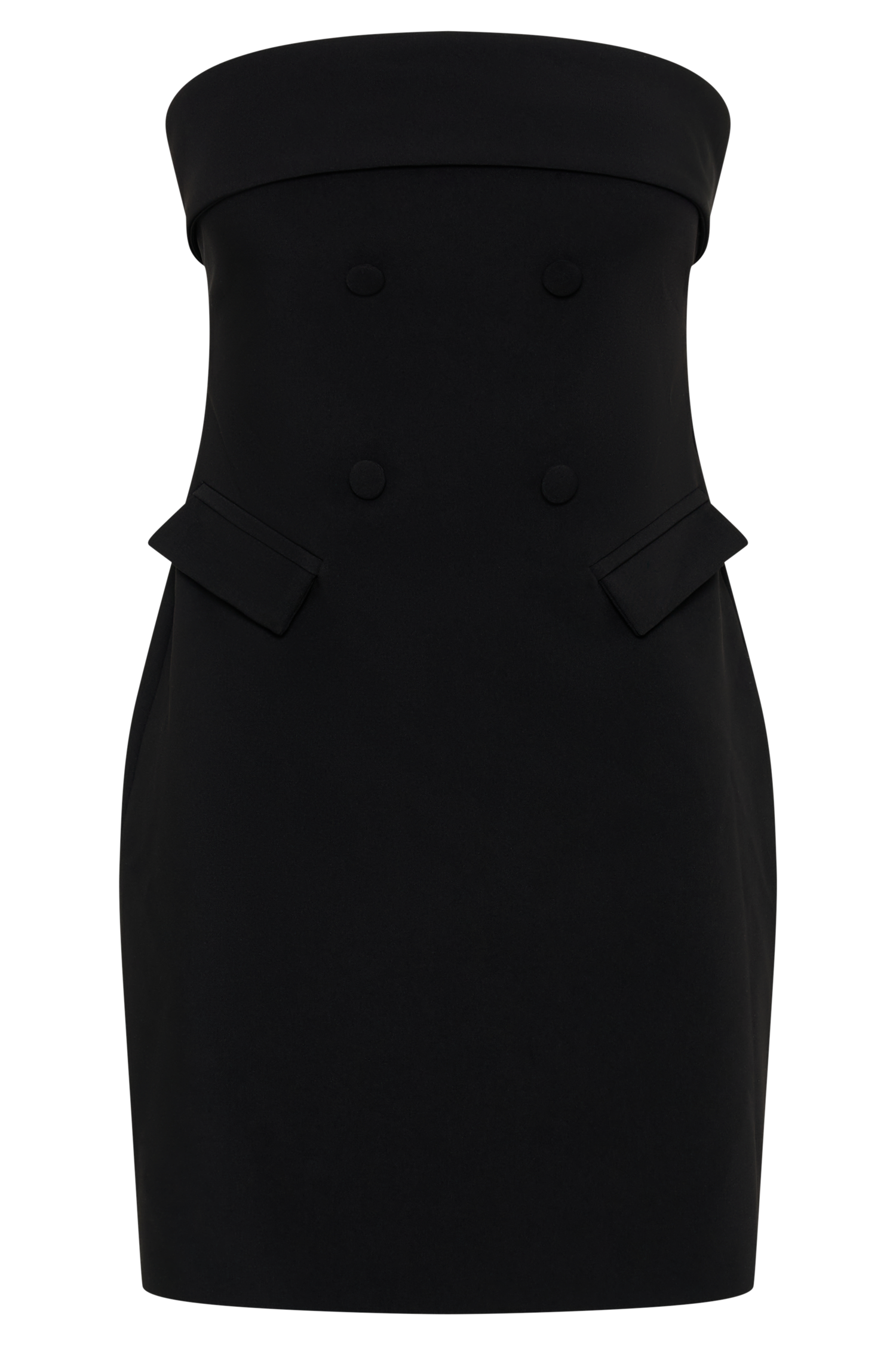 Abbie Strapless Suiting Mini Dress - Black-My Chic Way.All Rights Reserved