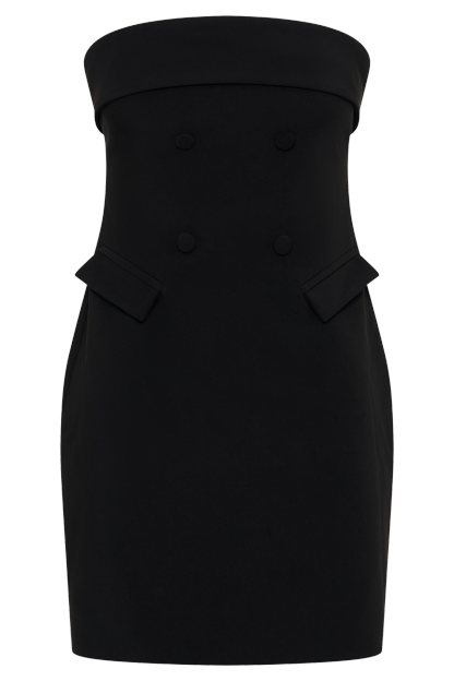 Abbie Strapless Suiting Mini Dress - Black-My Chic Way.All Rights Reserved