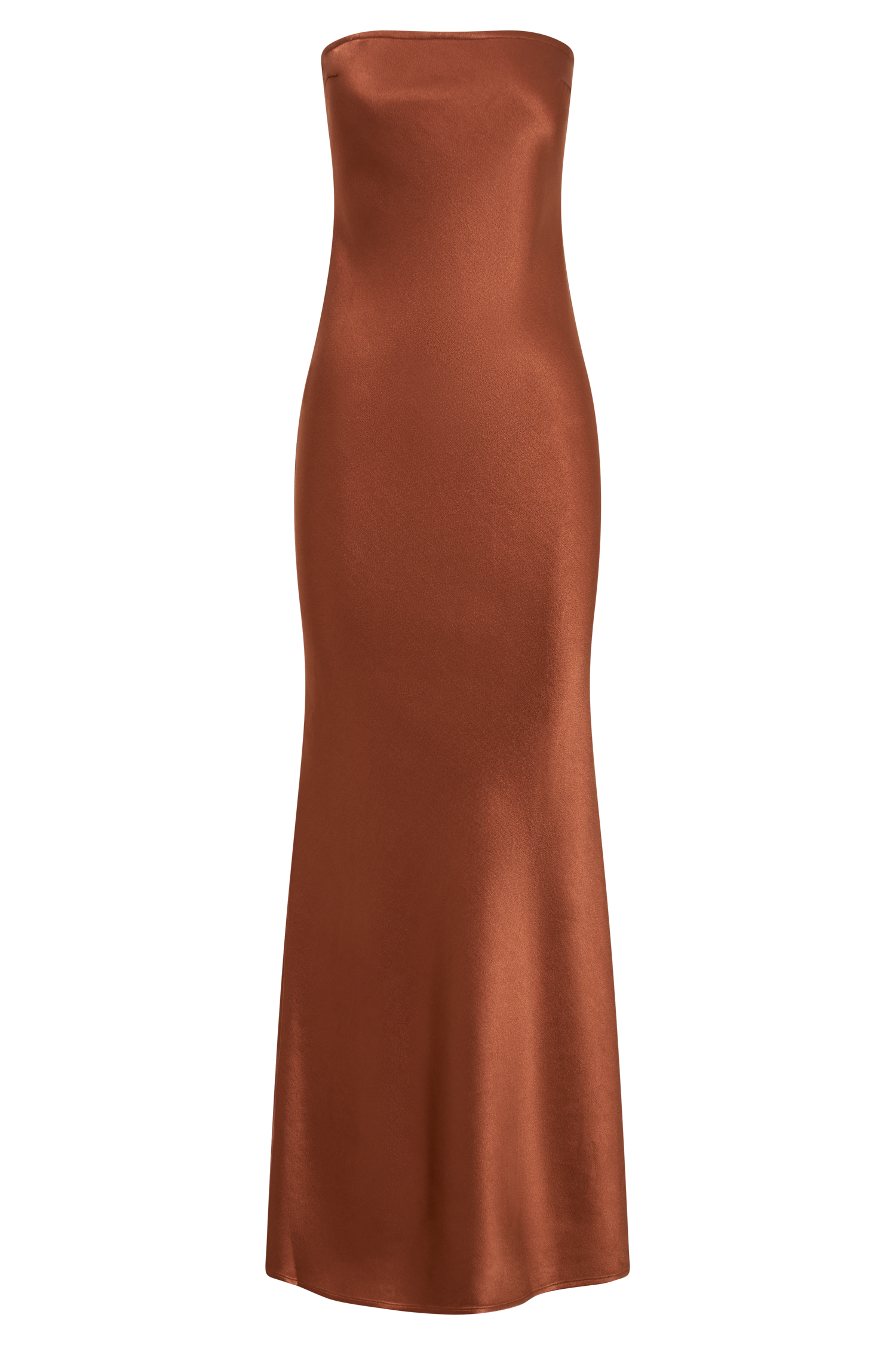 Claudette Strapless Satin Maxi Dress - Burnt Orange-My Chic Way.All Rights Reserved