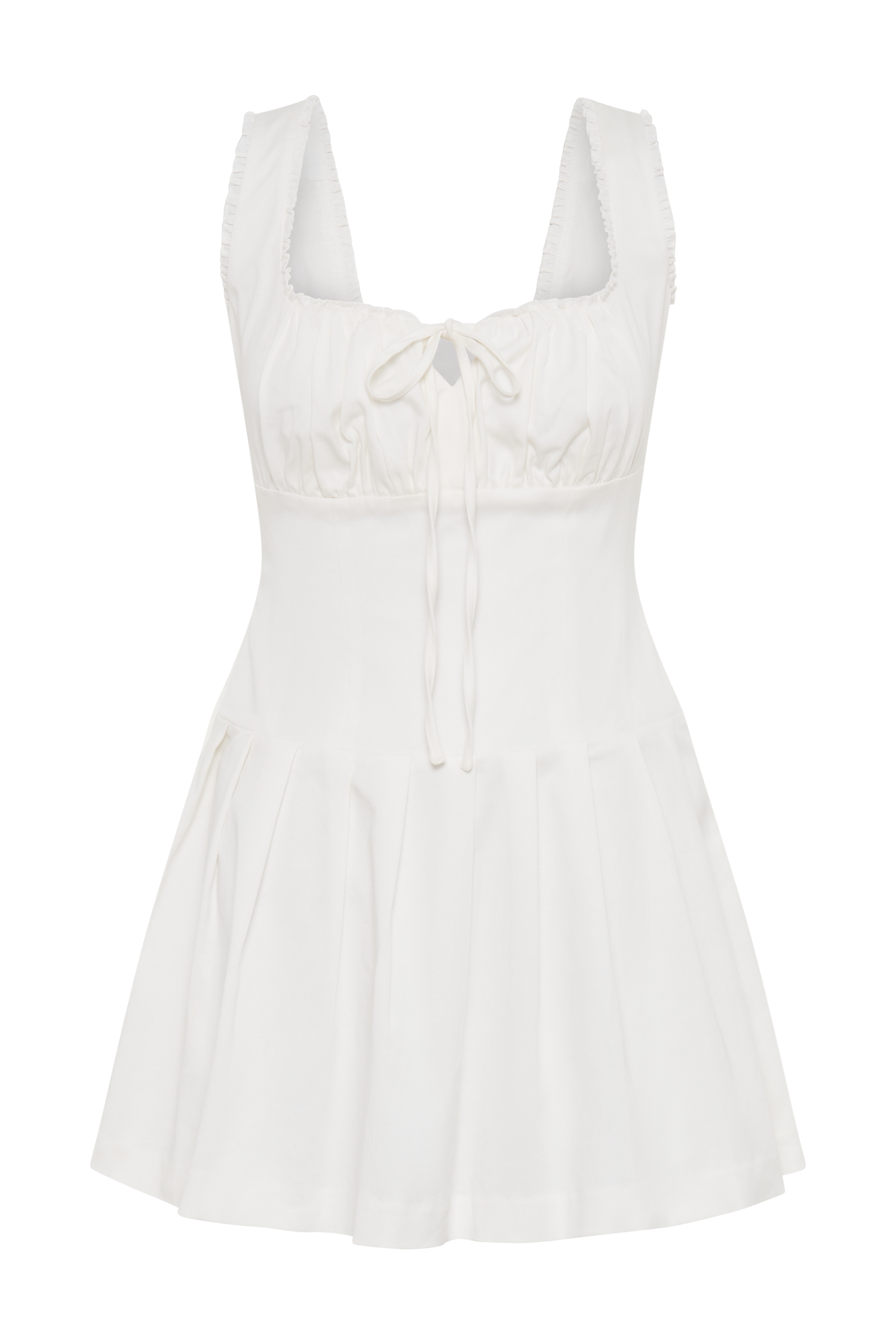Donna Cotton Ruched Mini Dress - White-My Chic Way.All Rights Reserved
