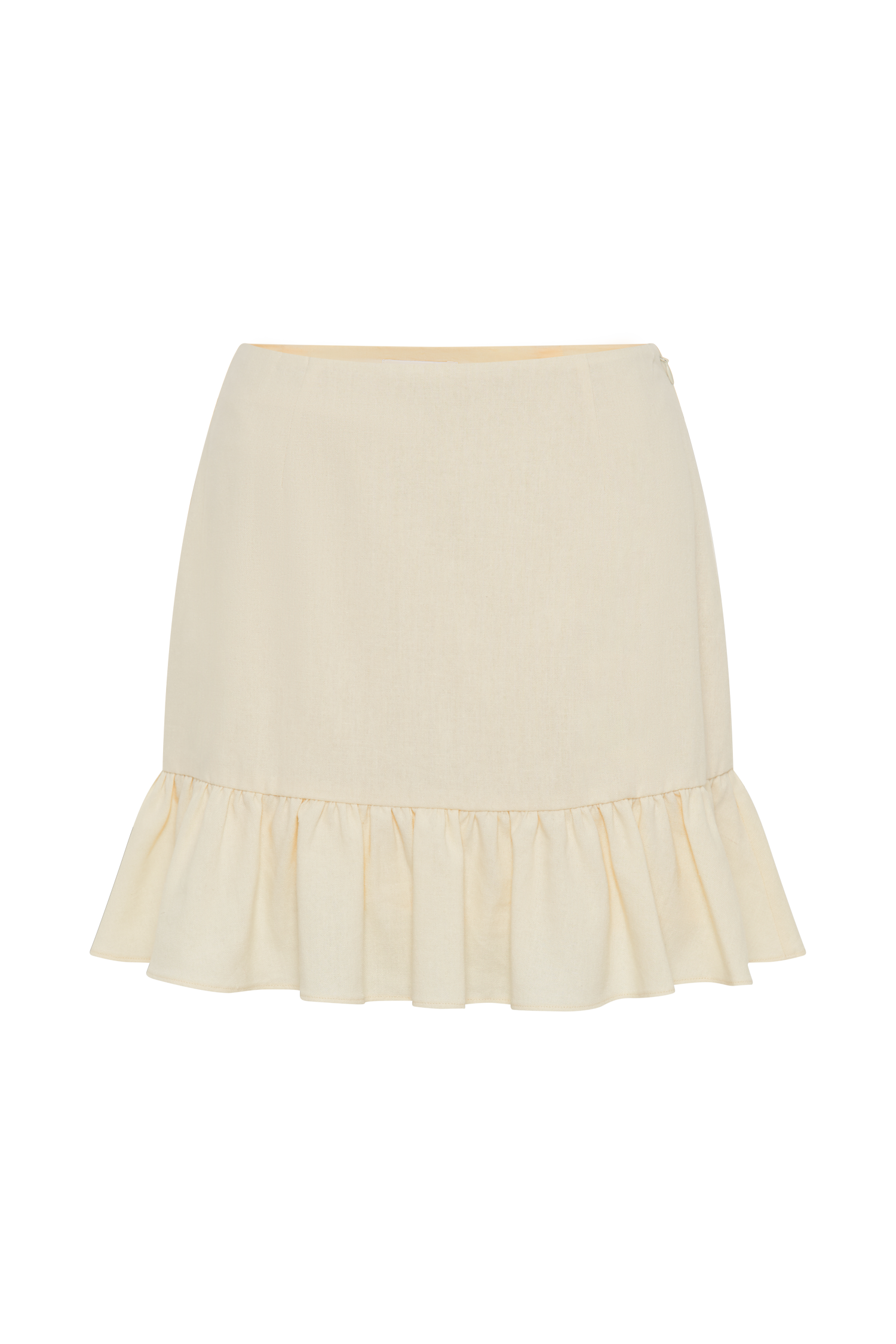 Delfina Linen Mini Skirt With Ruffle - Lemon Sherbet-My Chic Way.All Rights Reserved