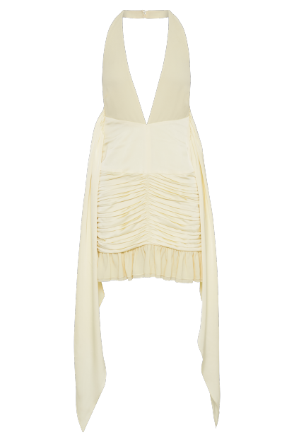 Ambrosi Satin Chiffon Mini Dress - Lemon Sherbet-My Chic Way.All Rights Reserved