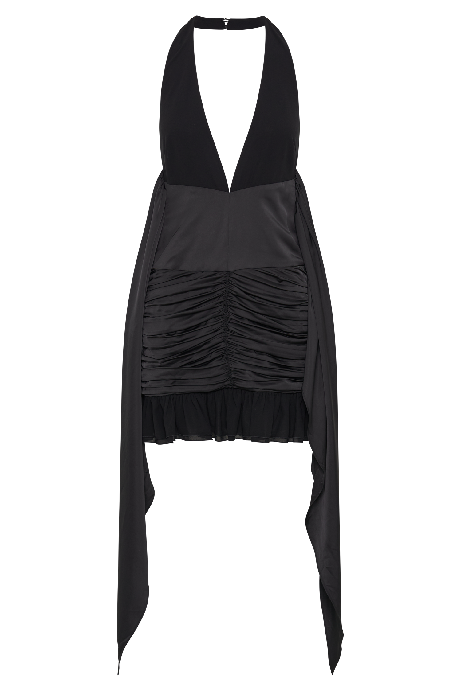 Ambrosi Satin Chiffon Mini Dress - Black-My Chic Way.All Rights Reserved