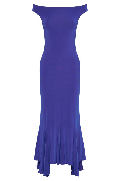 Analina Slinky Handkerchief Midi Dress - Cobalt Blue-My Chic Way.All Rights Reserved