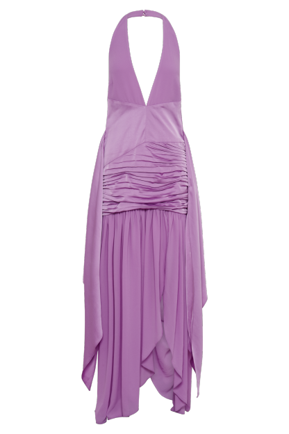 Graziana Satin Chiffon Plunge Maxi Dress - Violet-My Chic Way.All Rights Reserved