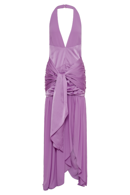 Graziana Satin Chiffon Plunge Maxi Dress - Violet-My Chic Way.All Rights Reserved