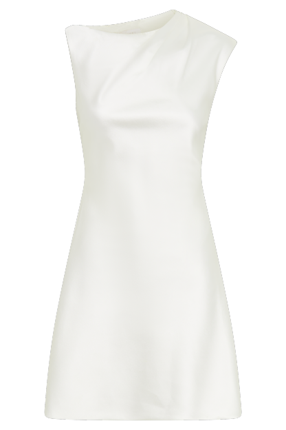 Granger Satin Structured Mini Dress - White-My Chic Way.All Rights Reserved