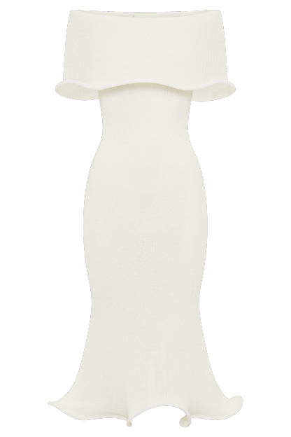 Molly Off Shoulder Knit Midi Dress - Ivory-My Chic Way.All Rights Reserved