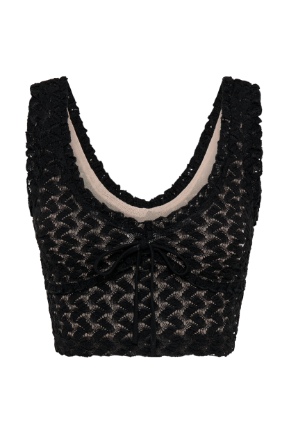 Morgan Mesh And Lace Sleeveless Top - Black-My Chic Way.All Rights Reserved