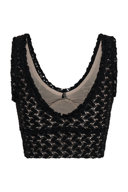 Morgan Mesh And Lace Sleeveless Top - Black-My Chic Way.All Rights Reserved
