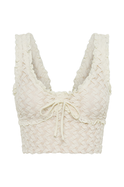 Morgan Mesh And Lace Sleeveless Top - Ivory-My Chic Way.All Rights Reserved