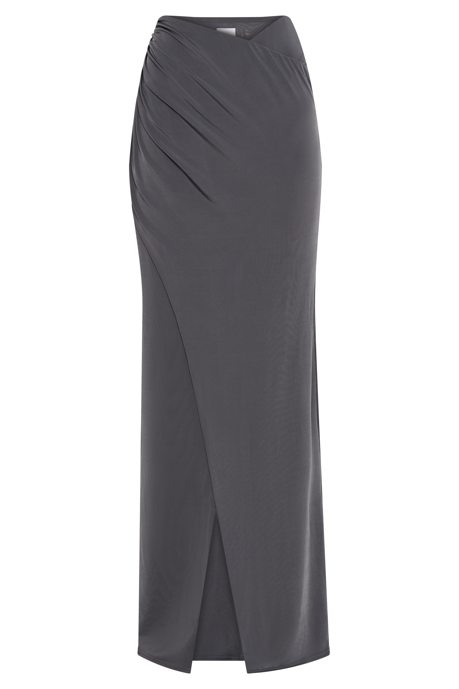 Bronwyn Slinky Ruched Maxi Skirt With Split - Charcoal-My Chic Way.All Rights Reserved