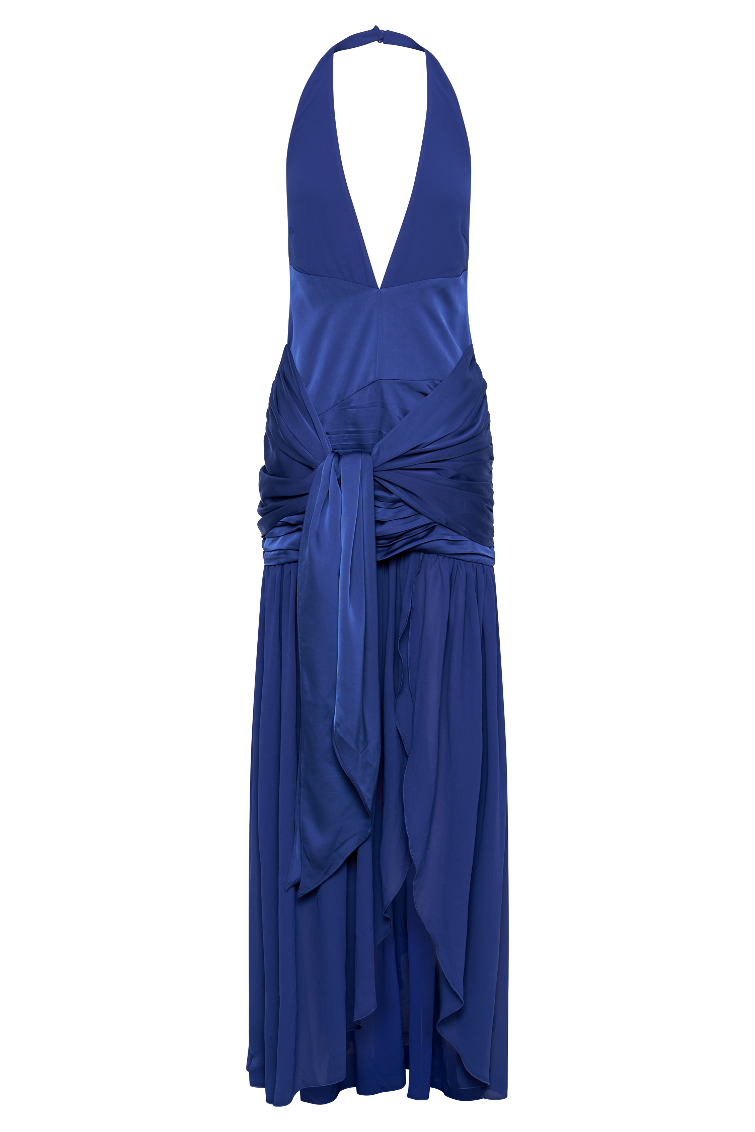 Graziana Satin Chiffon Plunge Maxi Dress - Cobalt Blue-My Chic Way.All Rights Reserved