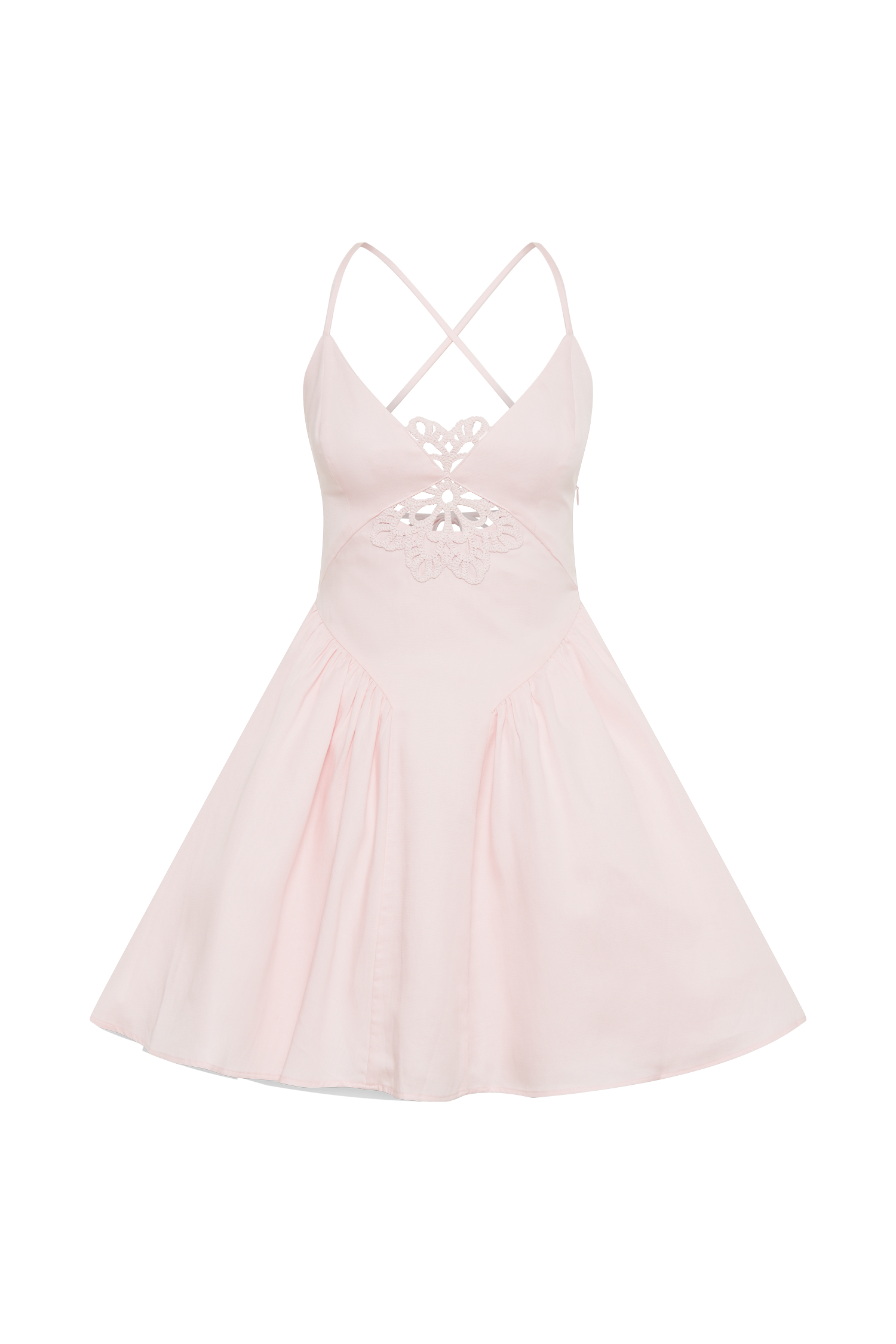 Muriel Cotton Mini Dress With Crochet - Powder Pink-My Chic Way.All Rights Reserved