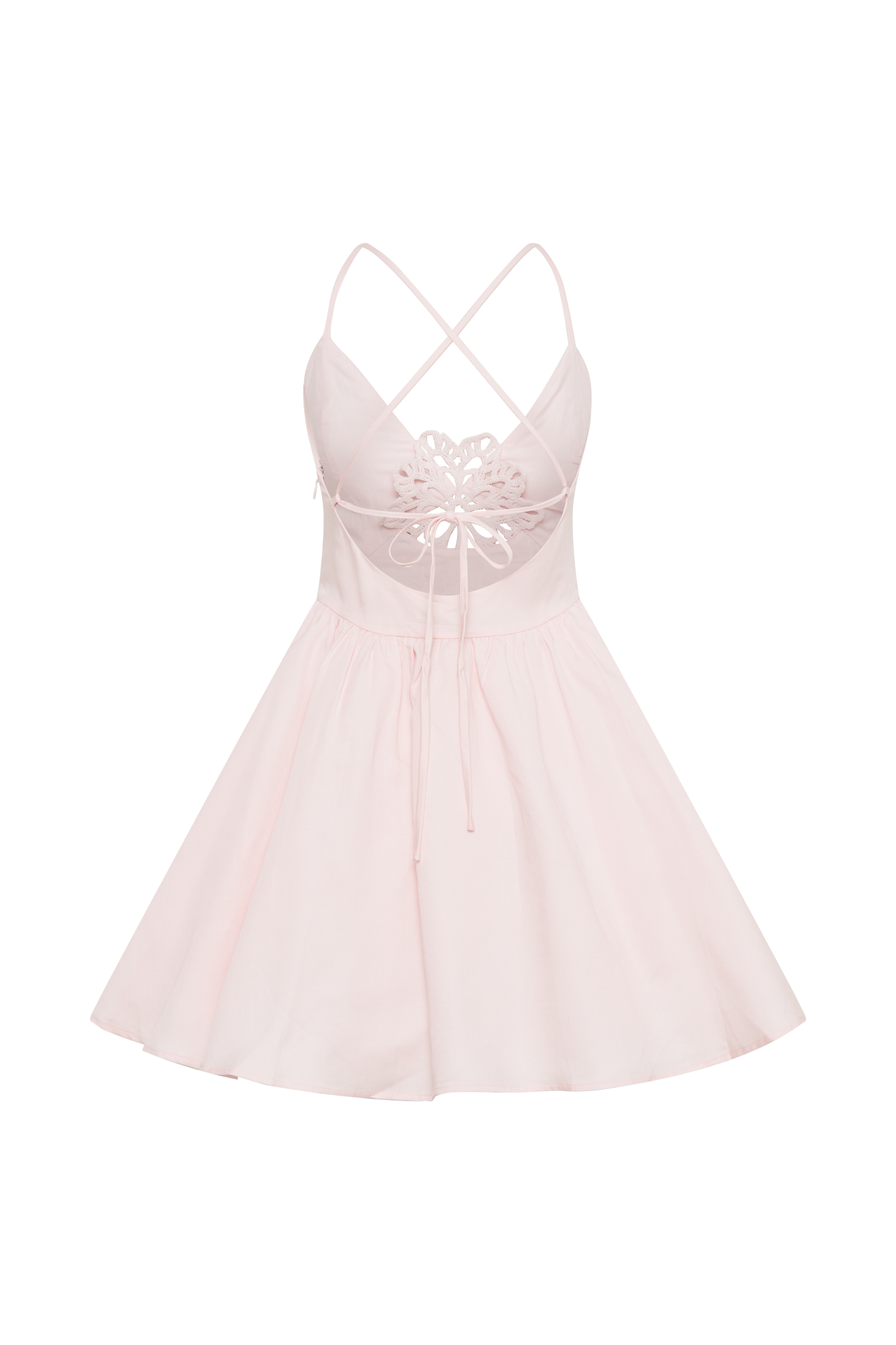Muriel Cotton Mini Dress With Crochet - Powder Pink-My Chic Way.All Rights Reserved