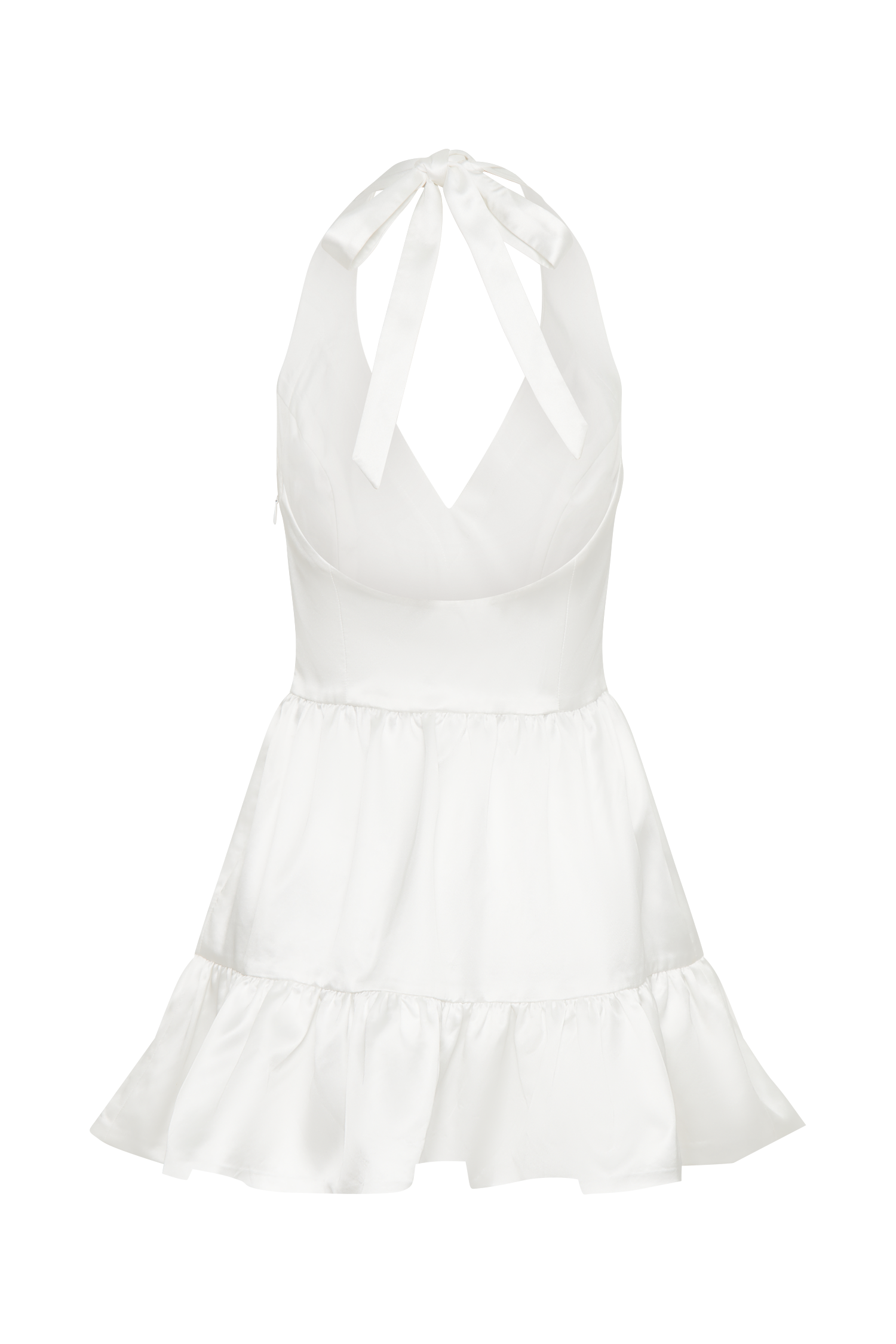 Holly Satin Structured Halter Mini Dress - White-My Chic Way.All Rights Reserved