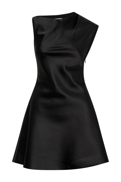Granger Satin Structured Mini Dress - Black-My Chic Way.All Rights Reserved