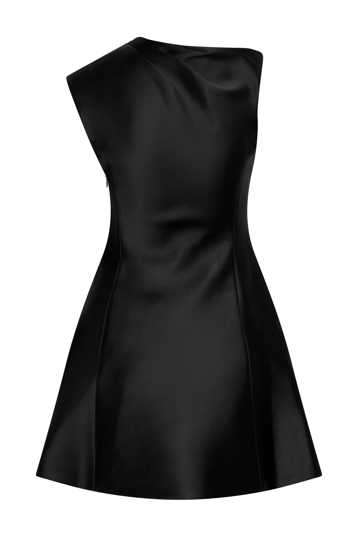 Granger Satin Structured Mini Dress - Black-My Chic Way.All Rights Reserved