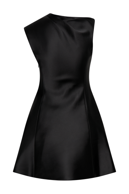Granger Satin Structured Mini Dress - Black-My Chic Way.All Rights Reserved
