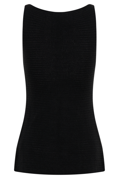Ridley Knit Tank Top With Split - Black-My Chic Way.All Rights Reserved
