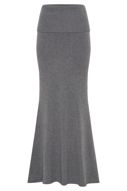 Karlie Knit Maxi Skirt With Ribbed Waist - Charcoal Marle-My Chic Way.All Rights Reserved