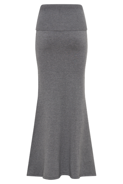 Karlie Knit Maxi Skirt With Ribbed Waist - Charcoal Marle-My Chic Way.All Rights Reserved