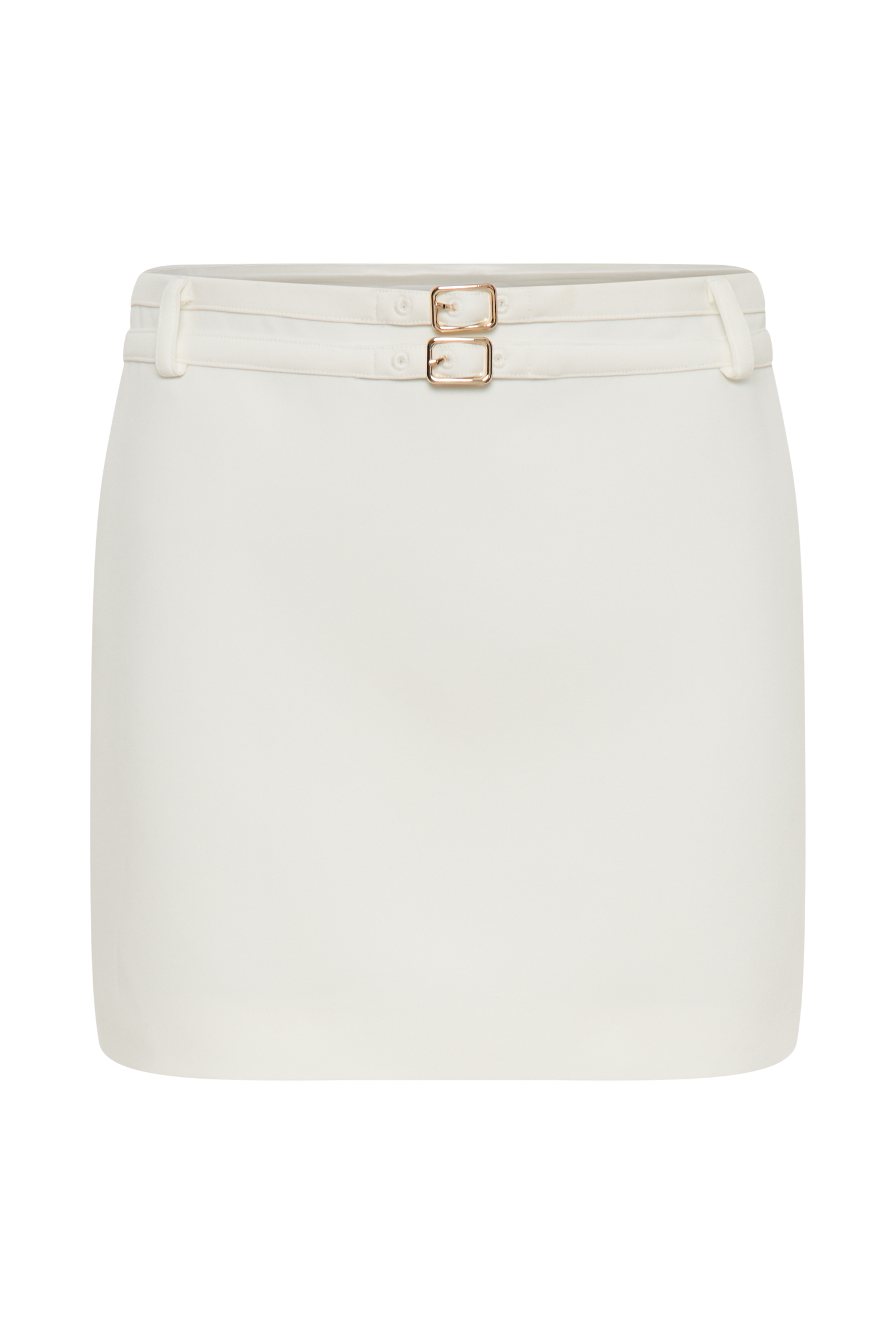Letitia Suiting Mini Skirt With Buckle - Ivory-My Chic Way.All Rights Reserved