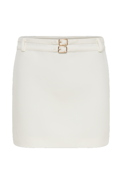 Letitia Suiting Mini Skirt With Buckle - Ivory-My Chic Way.All Rights Reserved