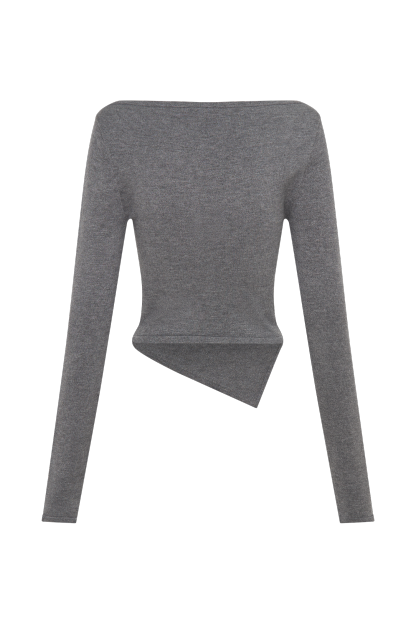 Karlie Off Shoulder Knit Top - Charcoal Marle-My Chic Way.All Rights Reserved