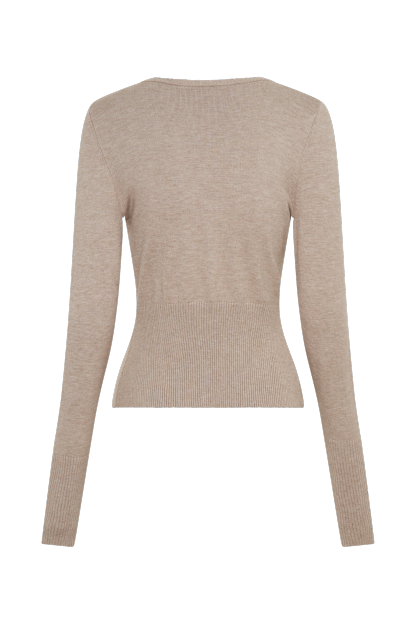 Reese Fitted Knit Cardigan - Taupe Marle-My Chic Way.All Rights Reserved