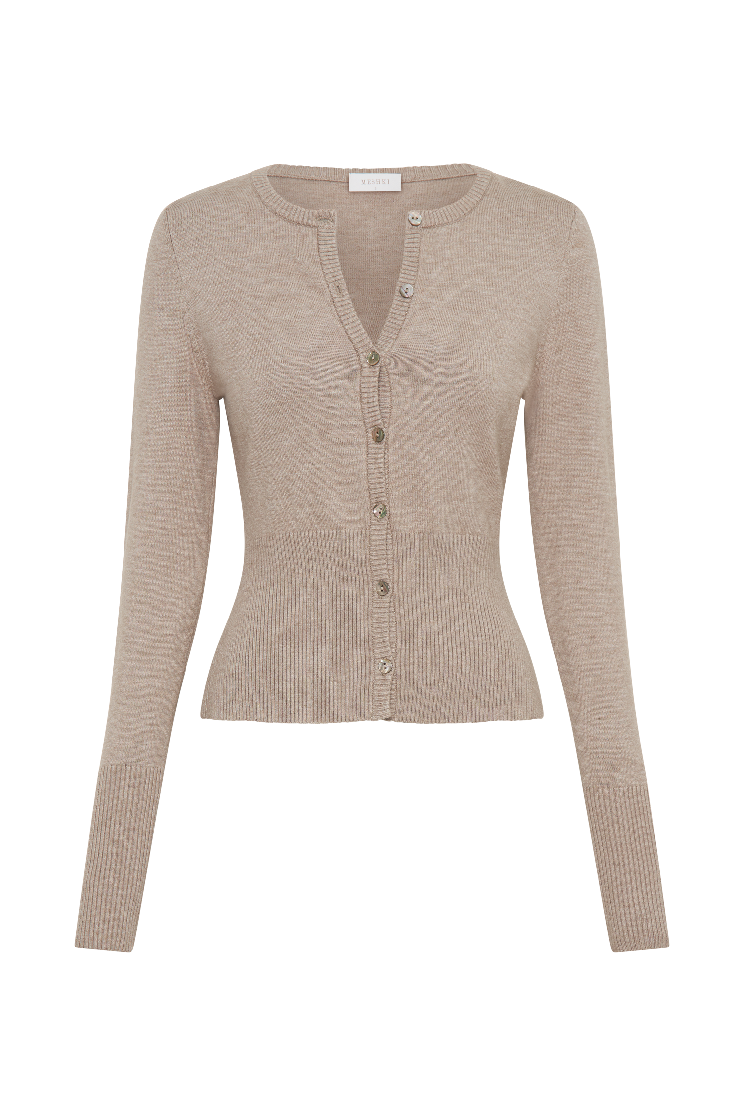 Reese Fitted Knit Cardigan - Taupe Marle-My Chic Way.All Rights Reserved