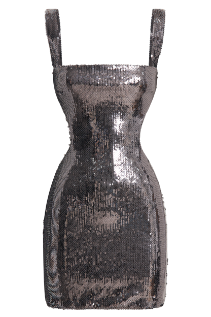 Adoria Sequin Cut Out Mini Dress - Charcoal-My Chic Way.All Rights Reserved