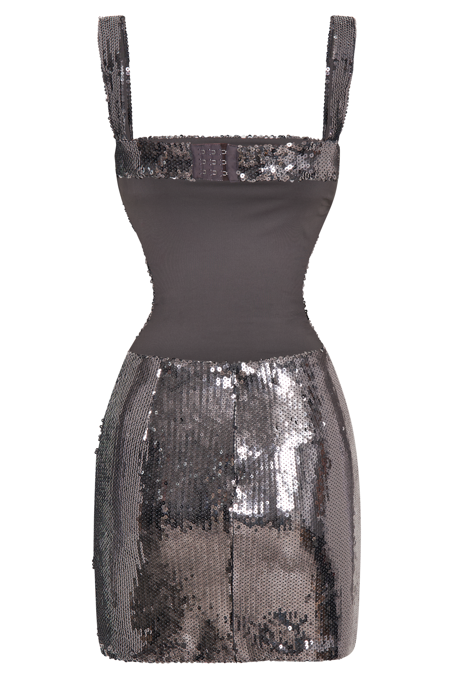Adoria Sequin Cut Out Mini Dress - Charcoal-My Chic Way.All Rights Reserved