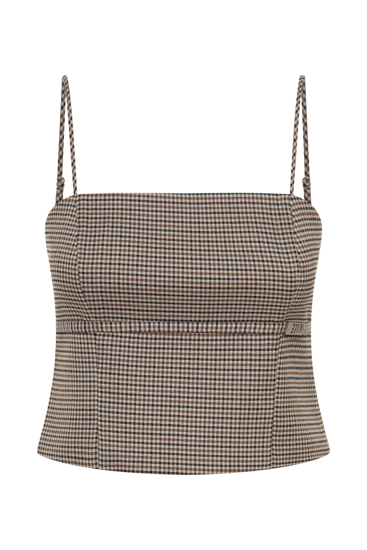 Aberley Crop Top - Tan Check-My Chic Way.All Rights Reserved