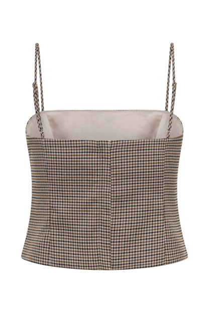 Aberley Crop Top - Tan Check-My Chic Way.All Rights Reserved