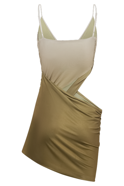 Nellie Cowl Draped Slinky Mini Dress - Ombre Vintage Olive-My Chic Way.All Rights Reserved