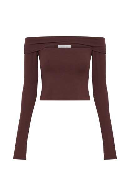 Briah Cut Out Modal Long Sleeve Top - Mahogany-My Chic Way.All Rights Reserved