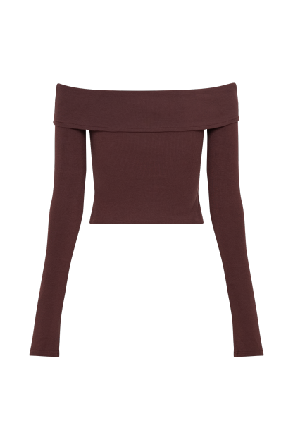 Briah Cut Out Modal Long Sleeve Top - Mahogany-My Chic Way.All Rights Reserved