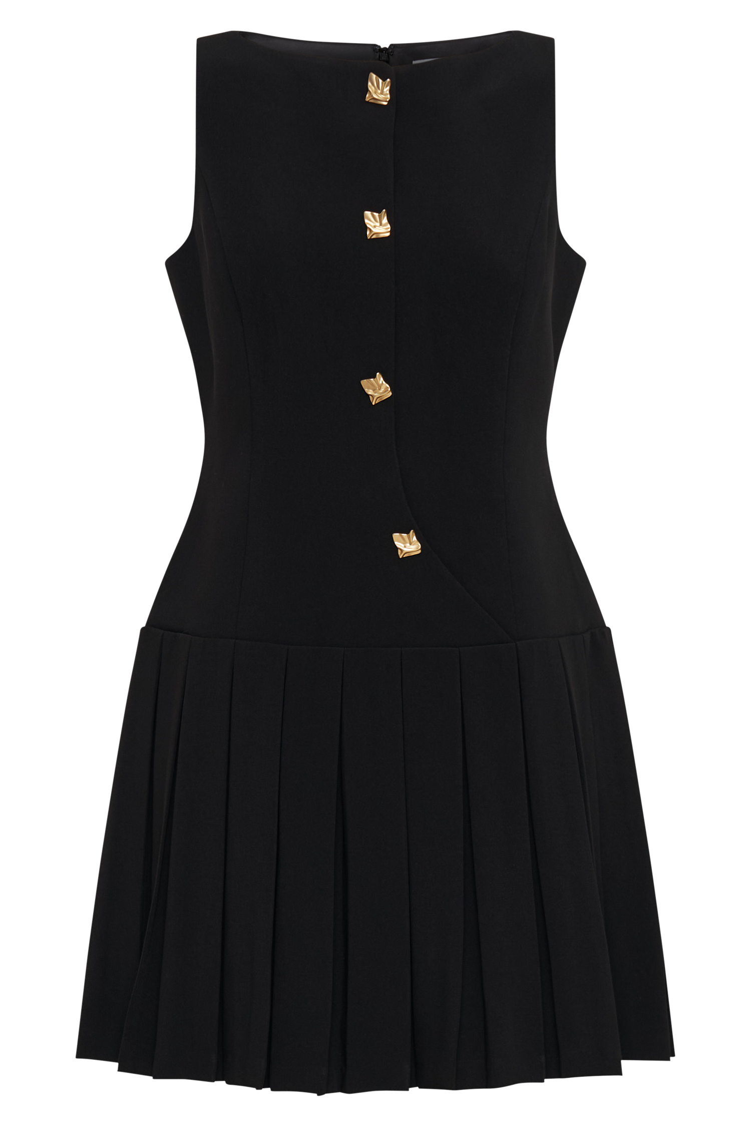 Mackenzie Sleeveless Pleated Mini Dress - Black-My Chic Way.All Rights Reserved