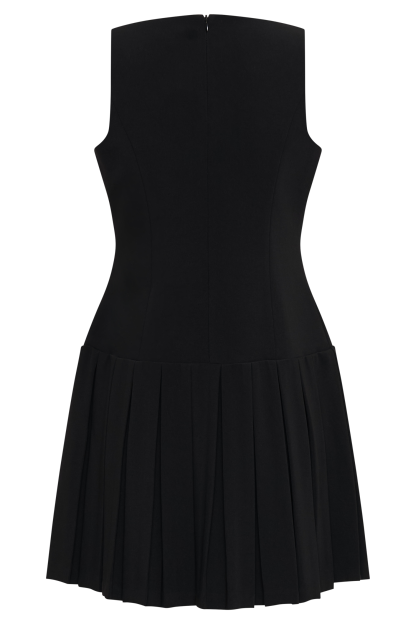 Mackenzie Sleeveless Pleated Mini Dress - Black-My Chic Way.All Rights Reserved