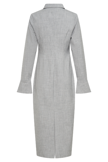 Dorian Fitted Shirt Midi Dress - Charcoal Marle-My Chic Way.All Rights Reserved