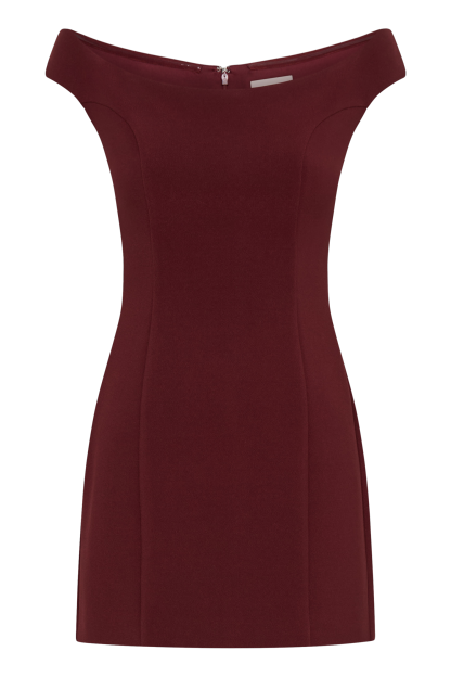 Cassidy Crepe Off Shoulder Mini Dress - Merlot-My Chic Way.All Rights Reserved